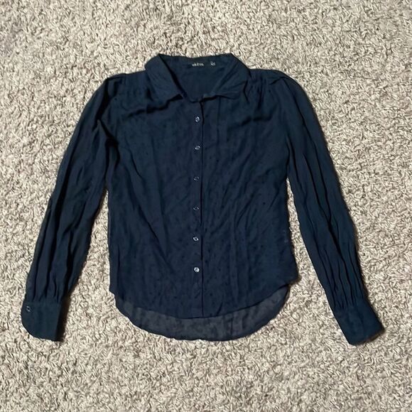 Ark & Co. Longsleeve Collared Blouse Heart Polka Dot - Picture 2 of 13